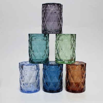 luxury large multi-color empty glass jars for candle making bule green brown in bulk/custom candle holder/ container