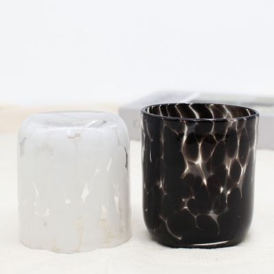wholesale handmade 200ml coloured leopard print Whisky glasses black white Juice Water Glass drinking Cup Glassware 7oz