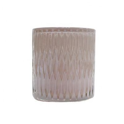 td7.9cm*height9cm new product home decorative pink colored ribbed glass scented candle jar