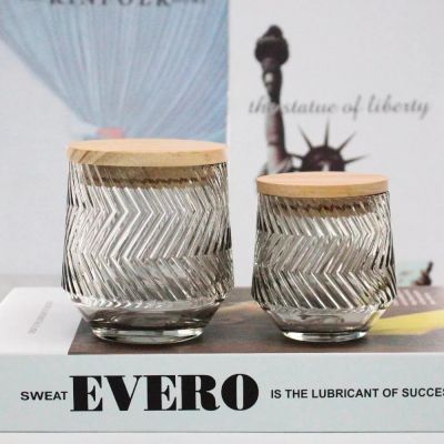 glass candle-empty embossed jars-wholesale with lid for home birthday holiday