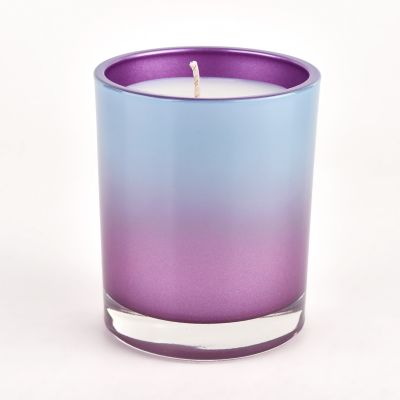 Newly design luxury purple outside the glass candle holder for wholesale