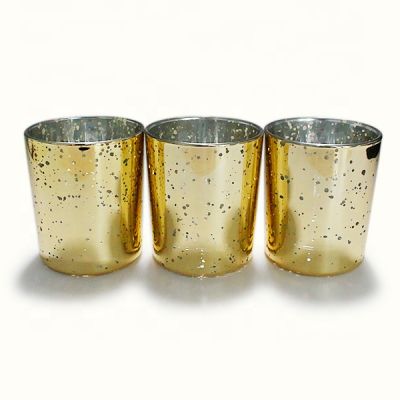 speckle gold electroplated sliver inside small cylinder custom candle making jars glass luxury for tealight