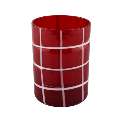 Glass handmade 10OZ Semi-permeable red candle holder for home decoration