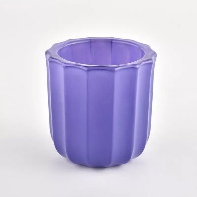 purple glass jar candle vessel stripe candle holder for home decor