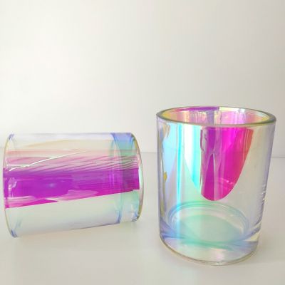 8oz 10oz 12oz Holographic Glass jar Luxury Iridescent Candle Vessael