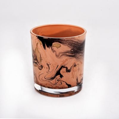 8oz hand paint glass candle jars with custom artwork