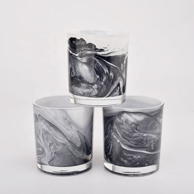 Gray hand paint glass candle jars wholesaler for home decor