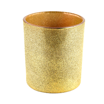 Wholesale golden glass candle jar cylinder glass candle holder for wedding