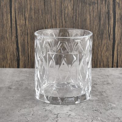 14oz diamond pattern clear glass candle jars