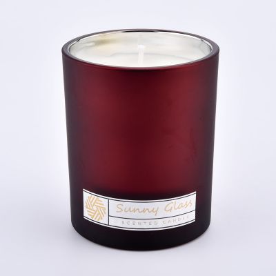 8oz 10oz red color outside with electroplating inside glass candle jar for supplier