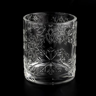Luxury transparent snowflake glass candle jars wholesale