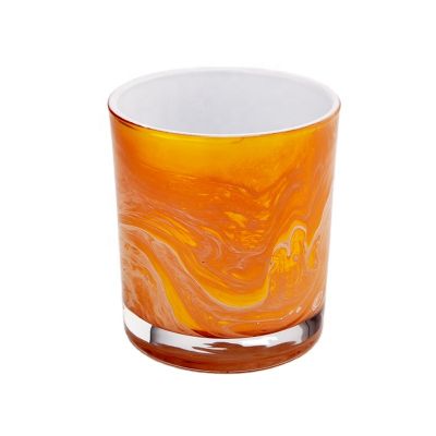 luxury hand paint artwork color glass candle jar