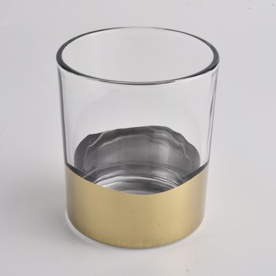 8OZ 10PZ electroplating cylinder spray gold outside glass candle jar in bulk