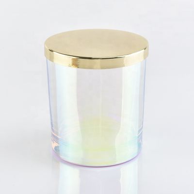 8oz iridescent candle glass wholesale glass candle vessels