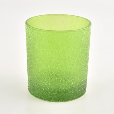 rough sand finish green glass candle vessel for candle making wholesale