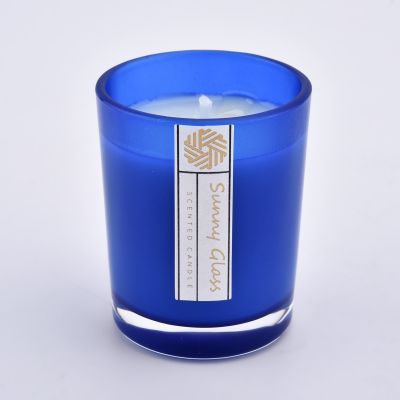 80ml votive spray dark blue glass candle jar for supplier