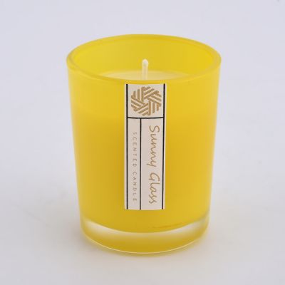 Newly design yellow 80ml spray glass candle jar for home deco