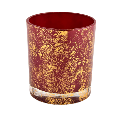 Gold printing dust and red luxury empty candle Jars wholesale