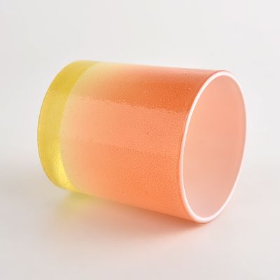 Supplier gradient orange color 300ml regular glass candle jar in bulk