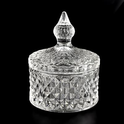 round patterned votive 4oz glass candle jar with sharp lid