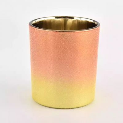 Newly design gradient outside with metal effect inside glass candle jars in bulk