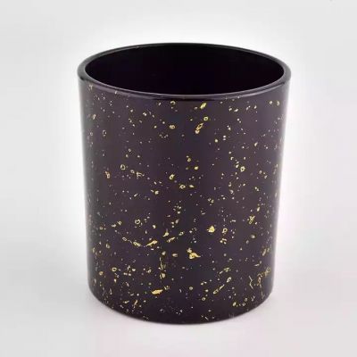 Decorative gold printing black glass candle jars wholesale
