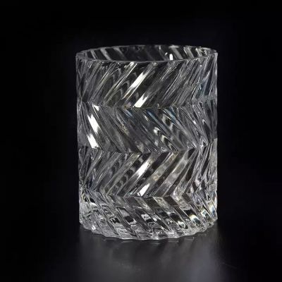 Twisted Cylinder Clear Glass Votive Candle Vessel