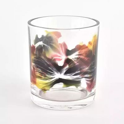hand painted pictures 8oz glass candle vessels