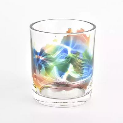 8oz clear glass candle jar with hand paint pattern supplier