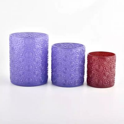 Newly design 220ml customized color glass candle jar with luxury circle in bulk