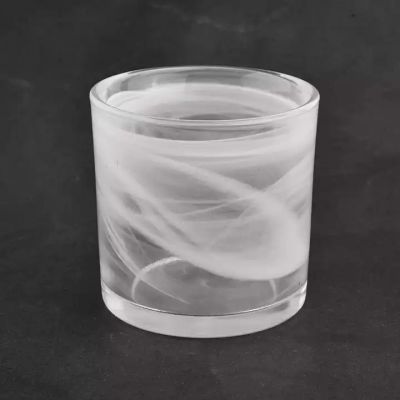 white cloudy unique glass candle jars wholesales