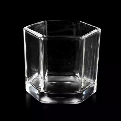 hexagon clear color empty glass candle vessels luxe candle jars
