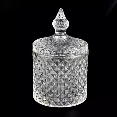 luxury GEO glass candle jars with lids wholesale