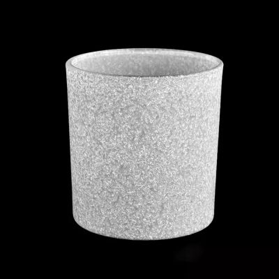 300ml luxury gray and white color cylinder glass candle jar wholesale