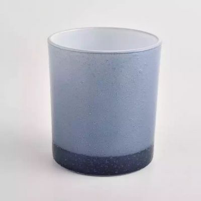 Newly 8oz 10oz luxury gray and white color cylinder glass candle jar supplier