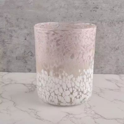 Color mixed speckled cylindrical glass container luxury candle jars wholesale