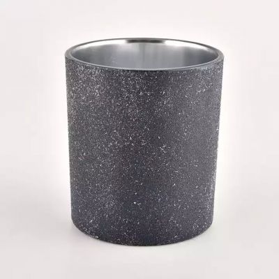 luxury black powder coating glass candle jar