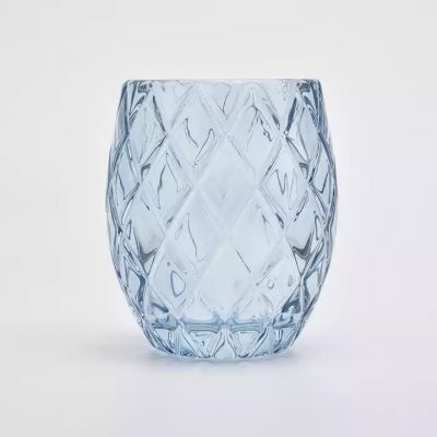 wholesale empty light blue glass candle jar for making