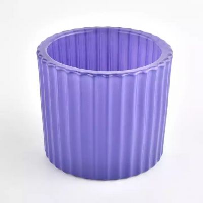 new design stripe purple glass candle jar for decoration