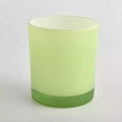 spring green glass candle vessel for soy wax