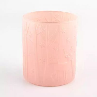 luxury plant emboss glass vessels for candles wholesale