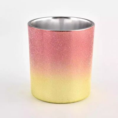 colorful glass candle jar for holiday, sandy surface 8 oz glass vessels