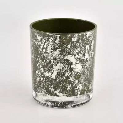 glass soy wax for candle for making green with silver decoration