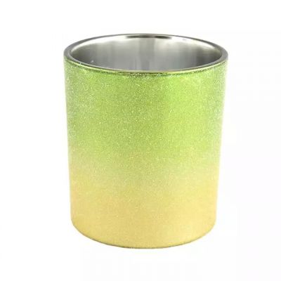electroplated Inside ombre color 10oz Glass candle vessels for home decoration