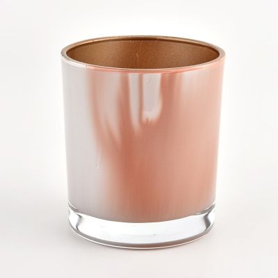 OEM luxury pink glass candle jar glossy candlevessel