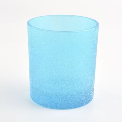 unique blue color decorative glass jar candle vessel