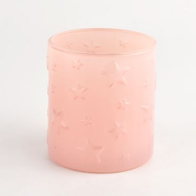 star embossed pattern colored glass candle holders for Mothers Day