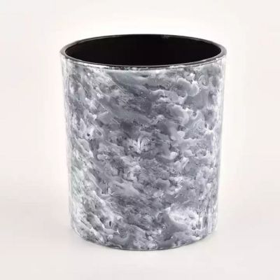 Wholesale rock stone effect 300ml glass candle jar for public