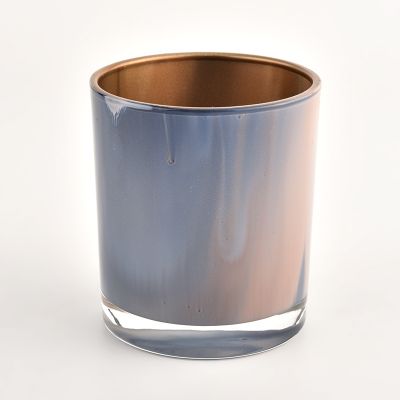 300ML Newly design shiny mixture color effect glass candle holder for wedding