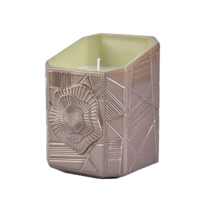 embossed flower whisper bevel edges design 280ml luxury glass candle jars